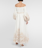 Zimmermann Embroidered off-shoulder cotton midi dress