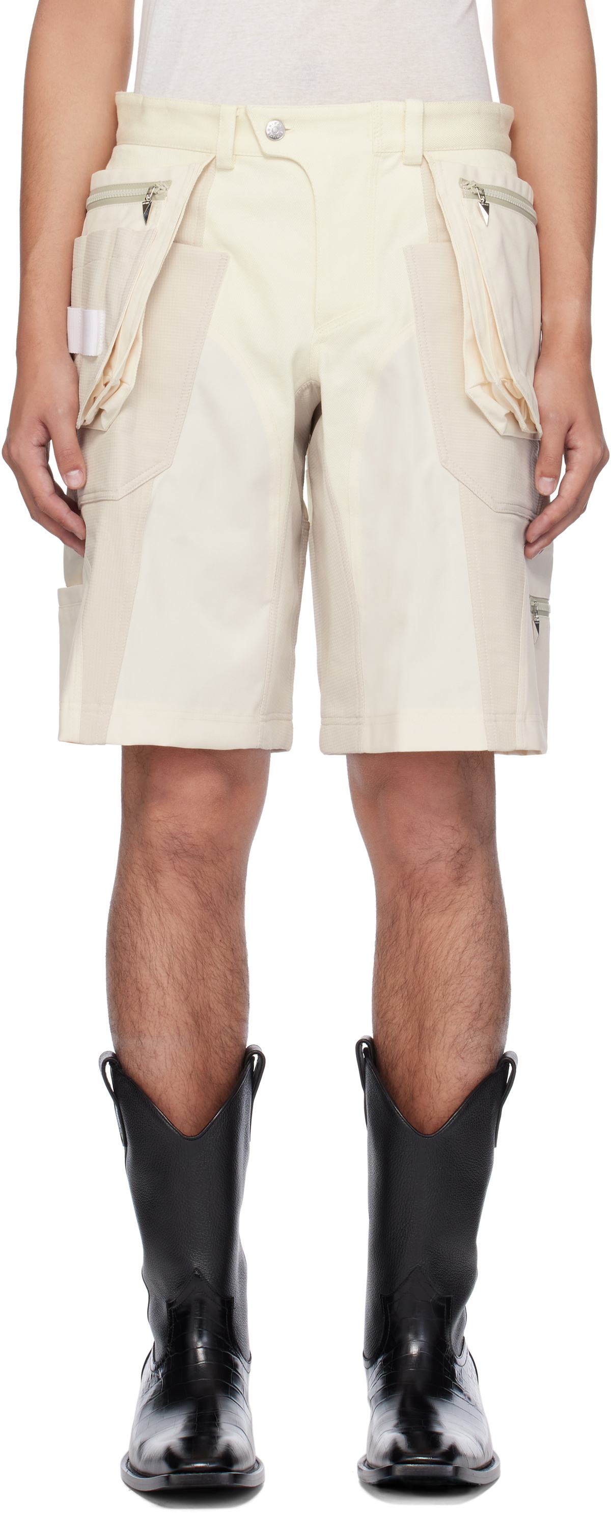 Mugler Off-White Technical Fabric Cargo Shorts