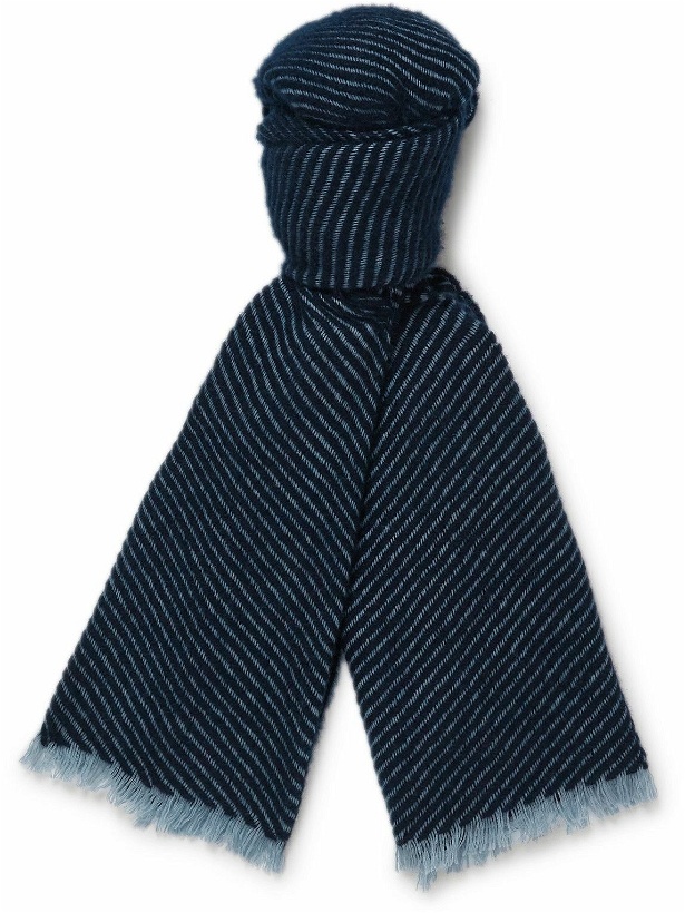 Photo: Johnstons of Elgin - Frayed Cashmere and Merino Wool-Blend Twill Scarf