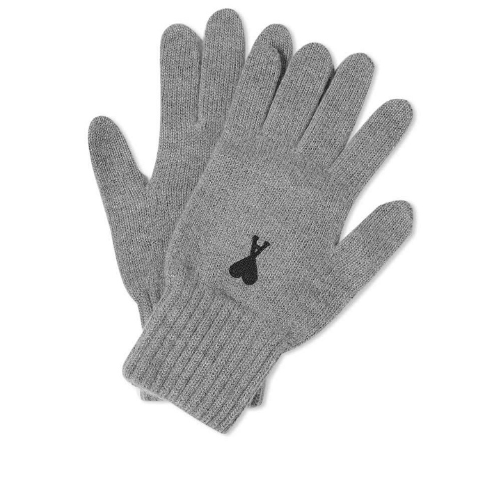 Photo: AMI Men's Small A Heart Gloves in Grey/Black