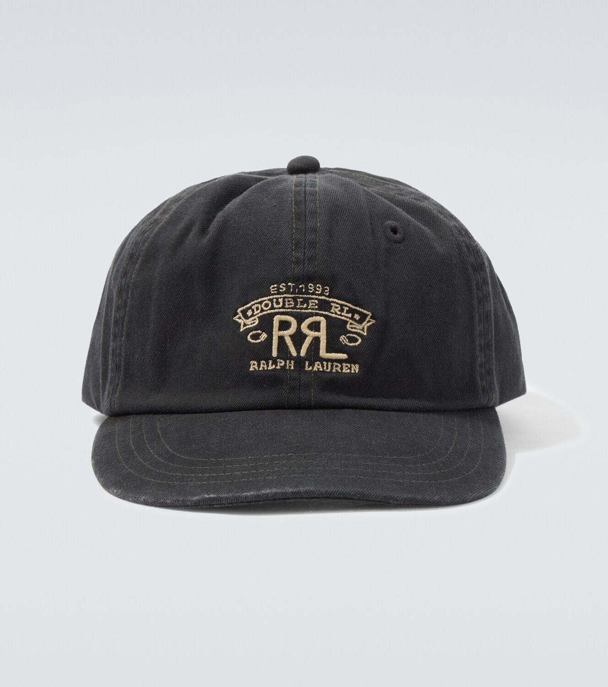 RRL Logo leather-trimmed twill baseball cap