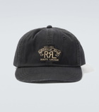 RRL Logo leather-trimmed twill baseball cap