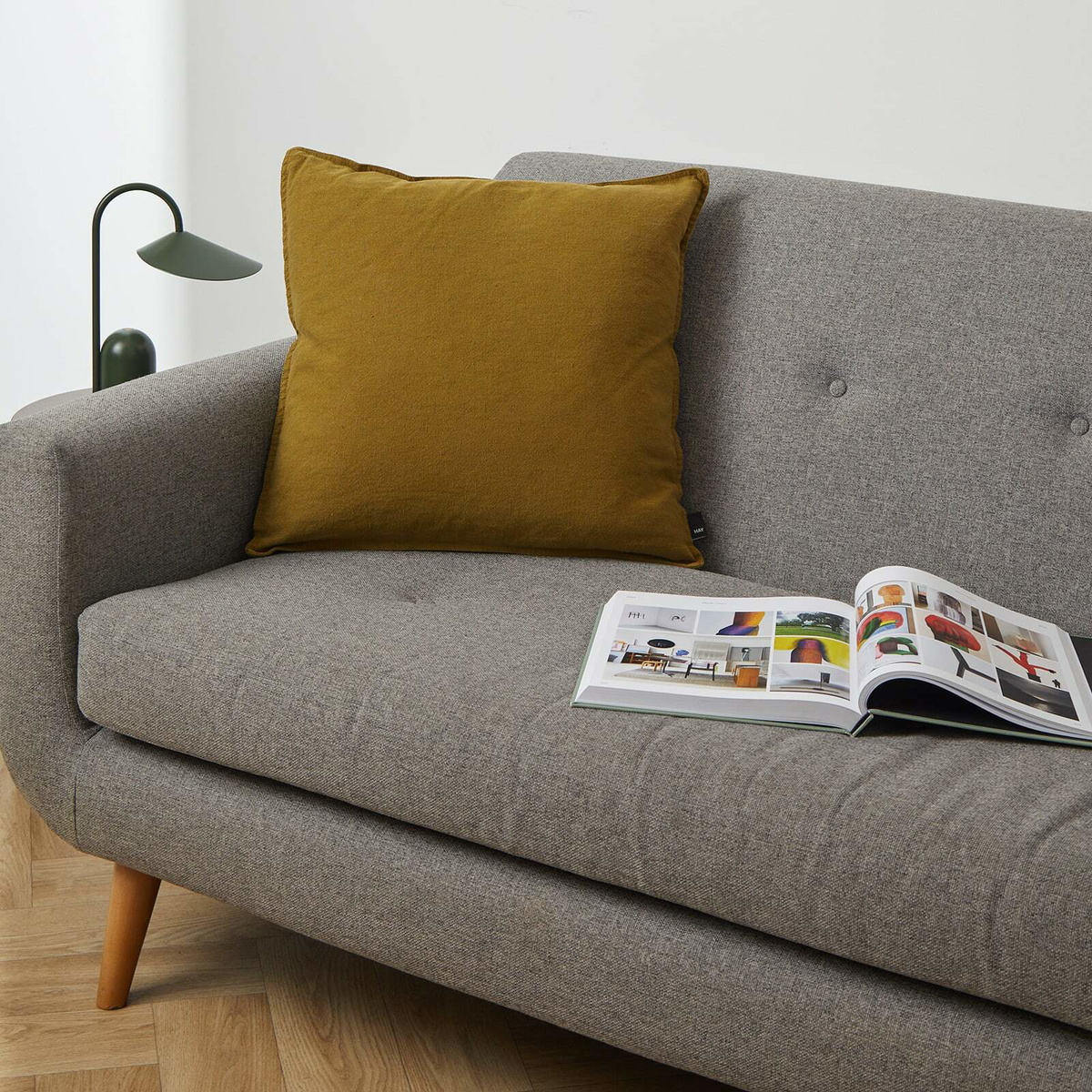 HAY Linen Cushion - 50x50cm in Olive 