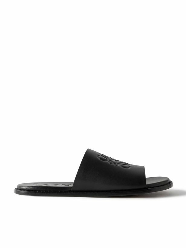 Photo: LOEWE - Paula's Ibiza Logo-Debossed Leather Slides - Black