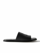 LOEWE - Paula's Ibiza Logo-Debossed Leather Slides - Black
