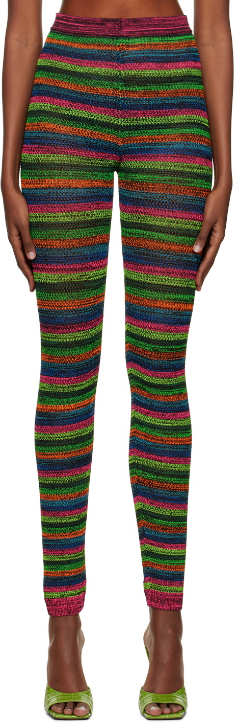 Multicolor Rainbow Striped Pattern Leggings