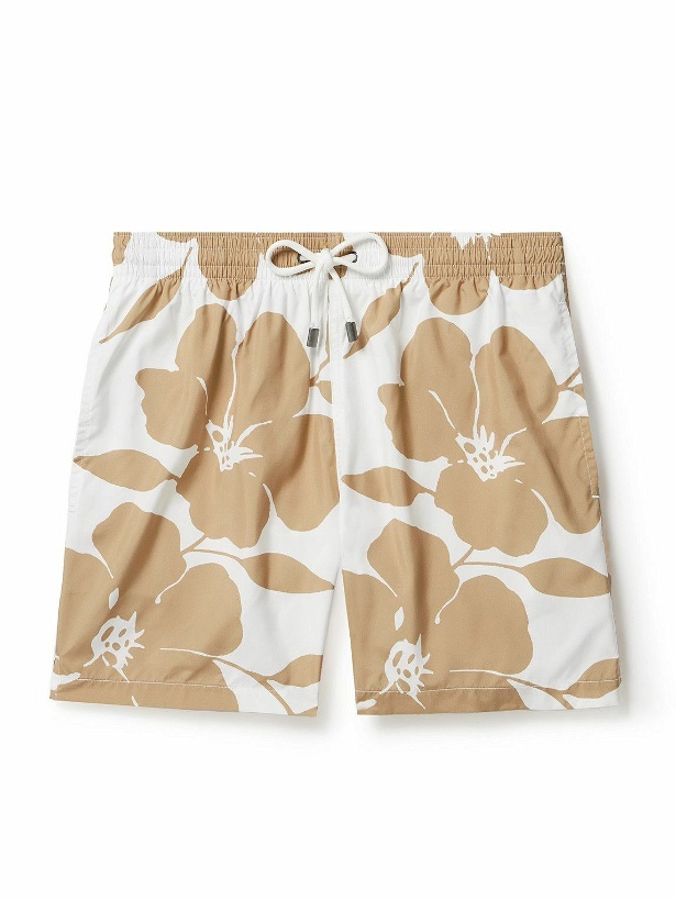 Photo: Canali - Straight-Leg Mid-Length Floral-Print Swim Shorts - Brown