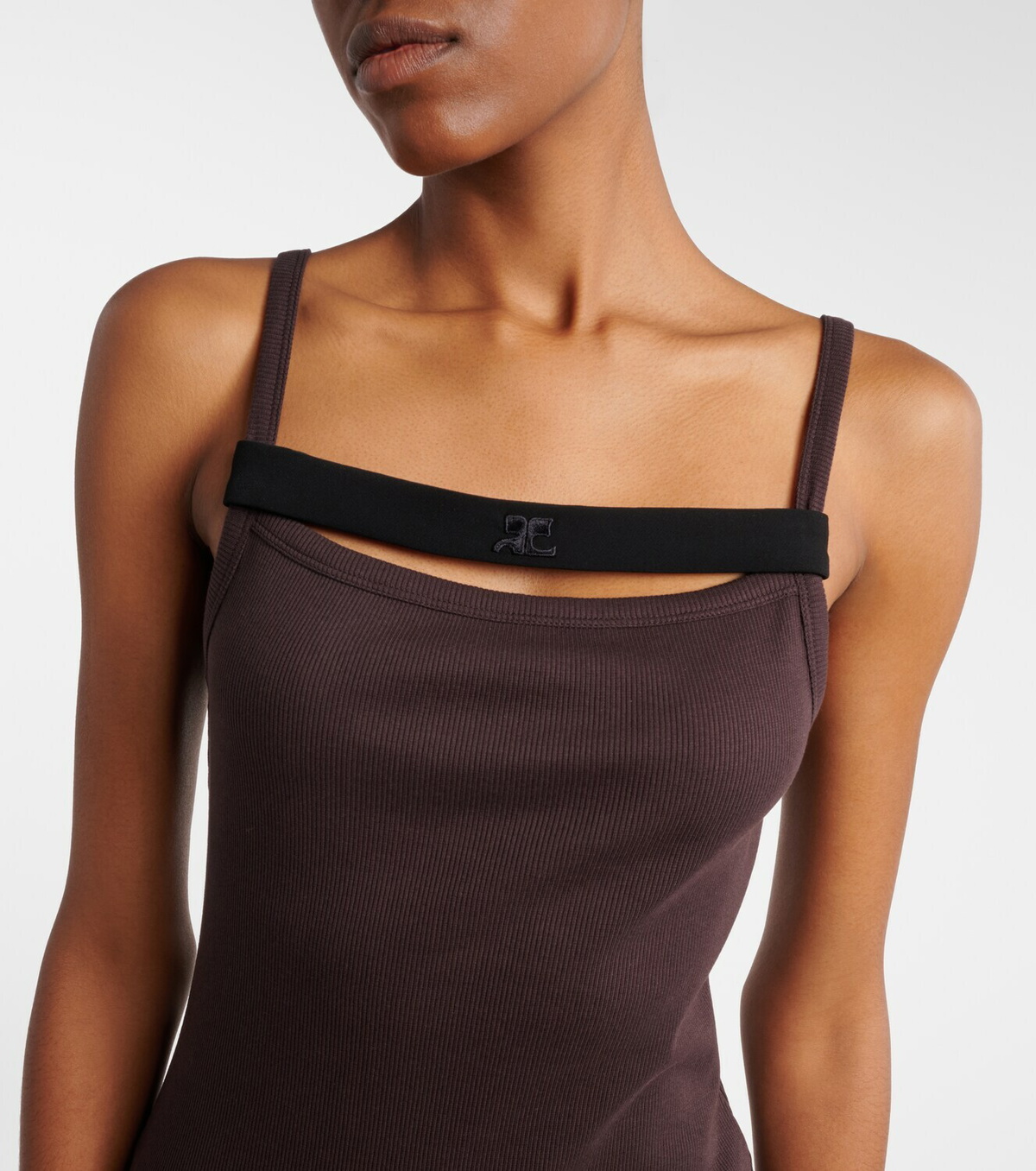 Courrèges Ribbed-knit cotton tank top