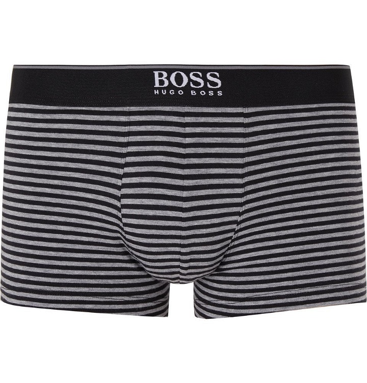Photo: Hugo Boss - Striped Stretch-Cotton Boxer Briefs - Black