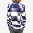 Comme des Garçons Play Men's Long Sleeve Heart Logo Stripe T-Shirt in Navy/White