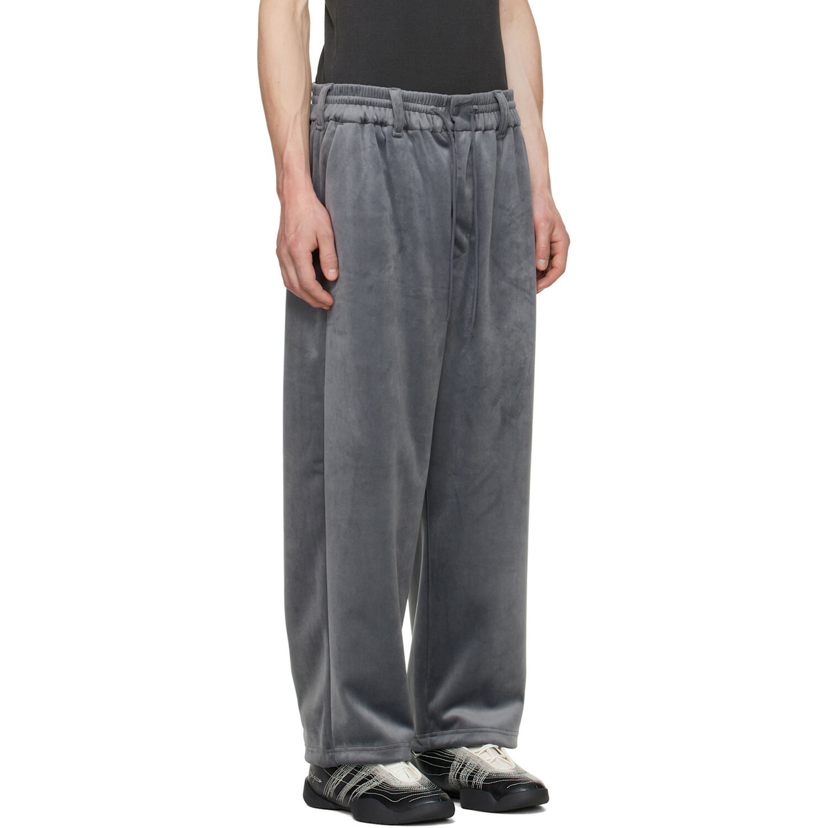 Y-3 Gray Velvet Corduroy Track Pants