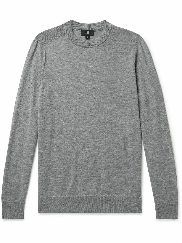 Photo: Dunhill - Logo-Embroidered Cashmere Sweater - Gray