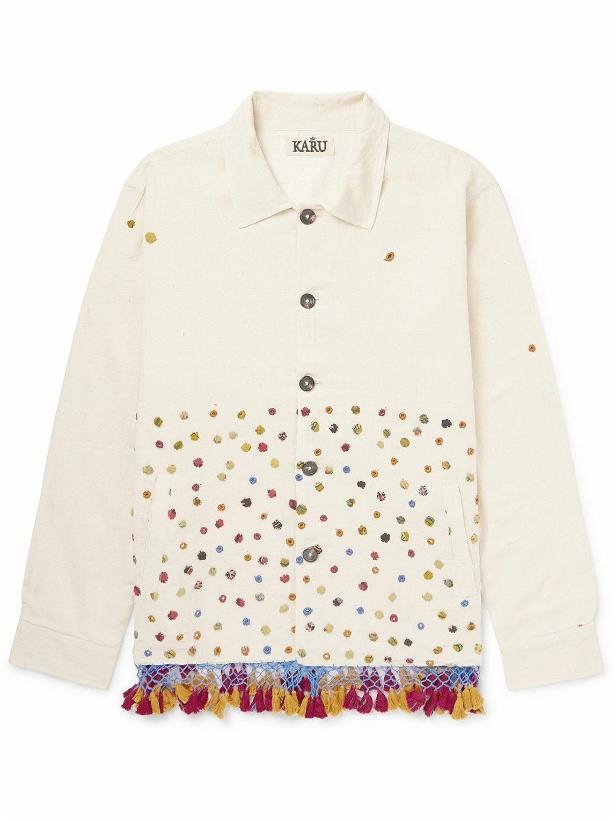 Photo: Karu Research - Tasselled Embroidered Appliquéd Cotton Jacket - Neutrals