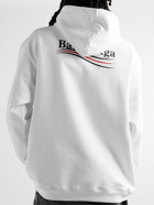 Balenciaga - Logo-Print Cotton-Jersey Hoodie - White