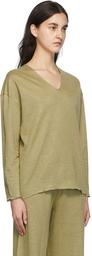 missing you already Green Linen Relax Pullover