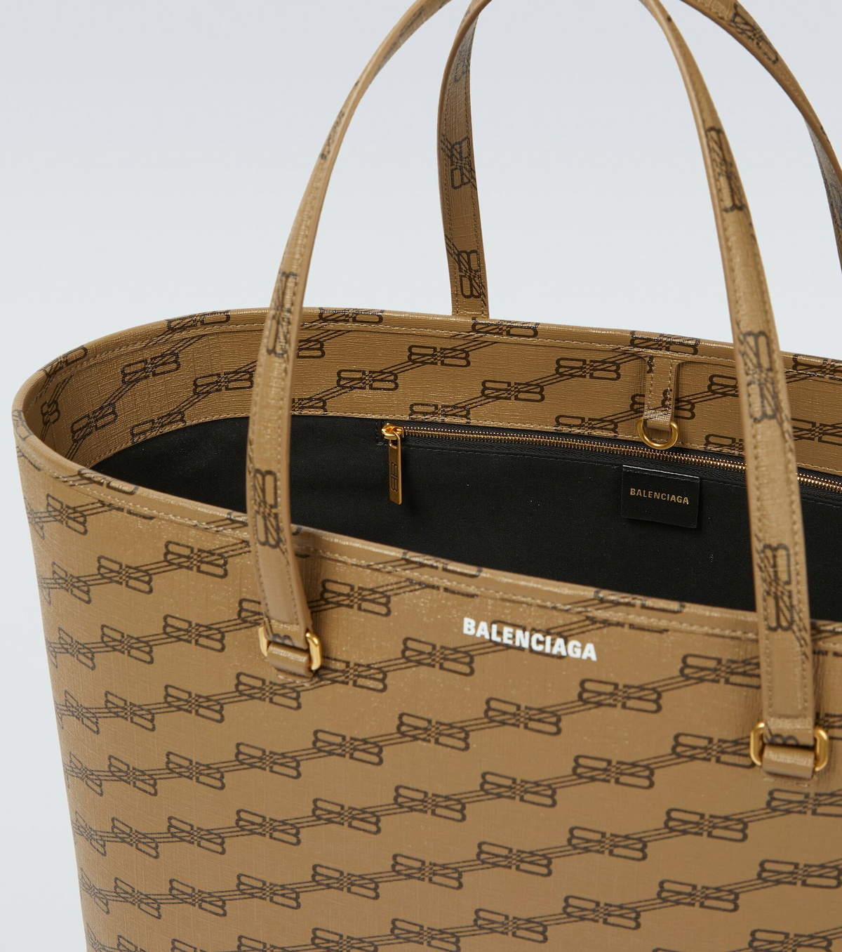 バッグ BALENCIAGA BB LOGO LEATHER TOTE HAND BAG Auth BALENCIAGA Zipper Tote bag Hand bag Canvas Leather BB