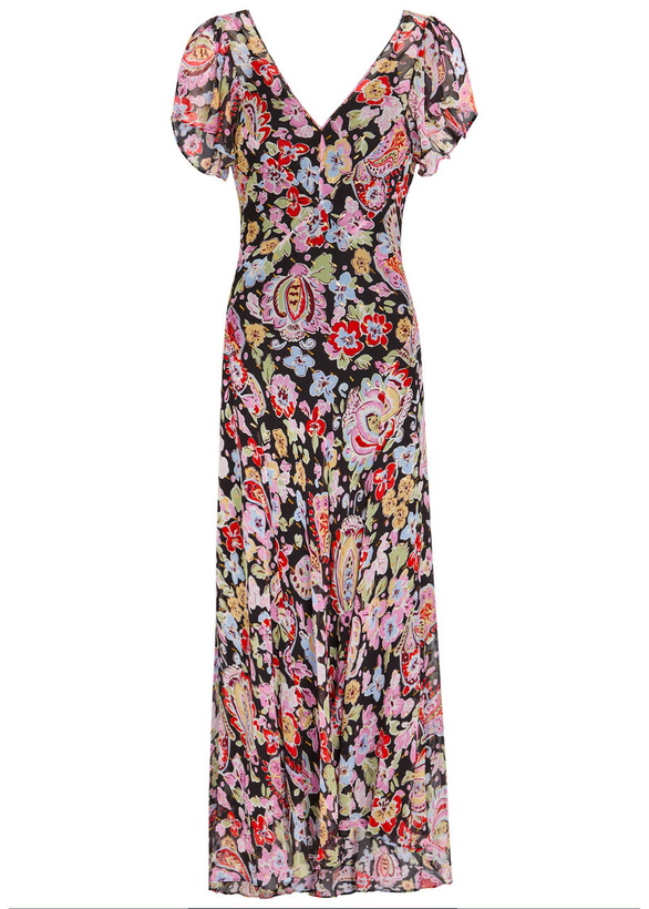 Photo: Rixo Bexley Metallic Floral Chiffon Maxi Dress Multicoloured