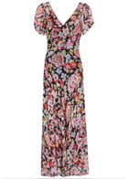Rixo Bexley Metallic Floral Chiffon Maxi Dress Multicoloured