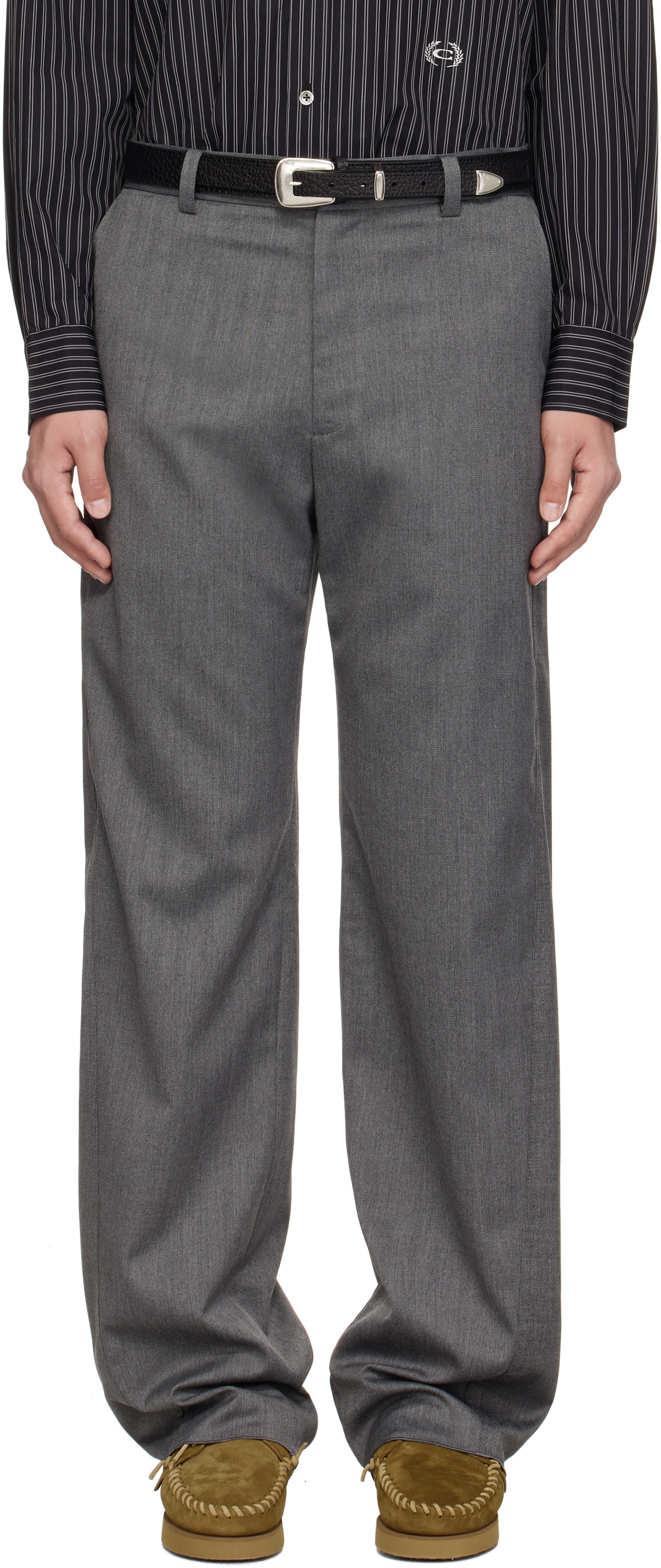 Commission Gray Herringbone Shift Trousers