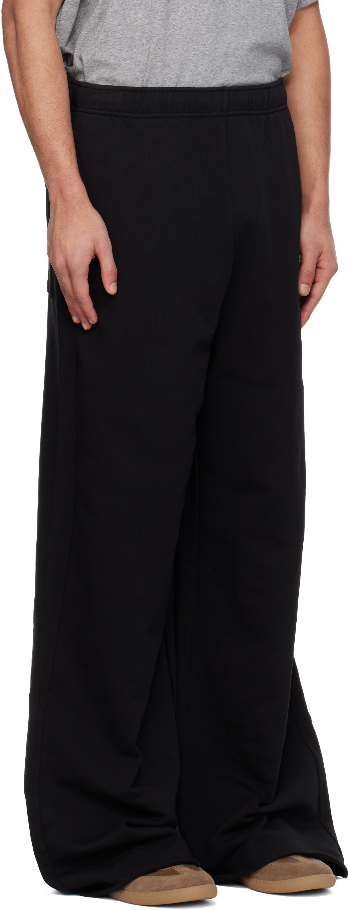 MM6 Maison Margiela Black Embroidered Logo Sweatpants