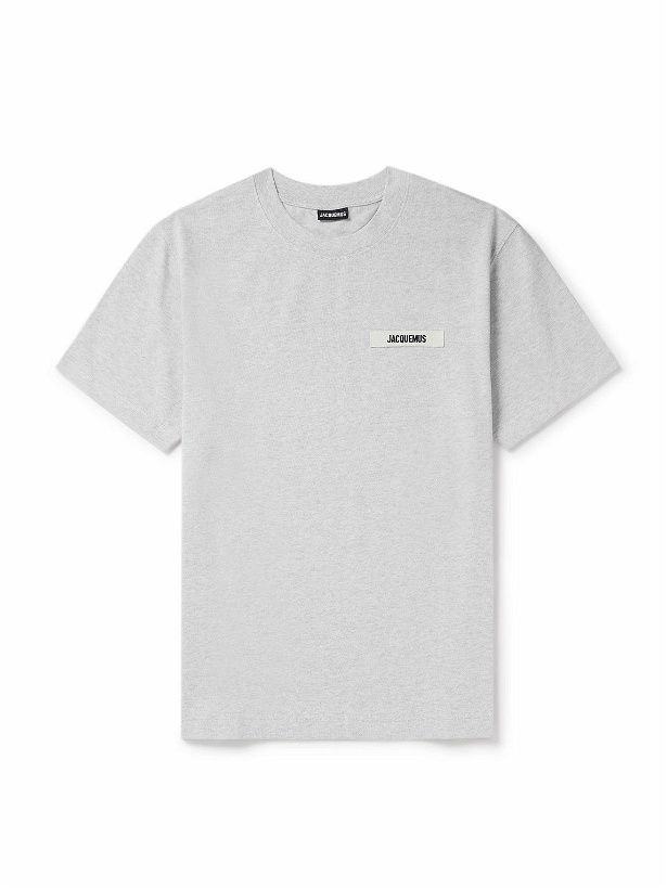 Photo: Jacquemus - Grosgrain-Trimmed Logo-Embroidered Cotton-Jersey T-shirt - Gray