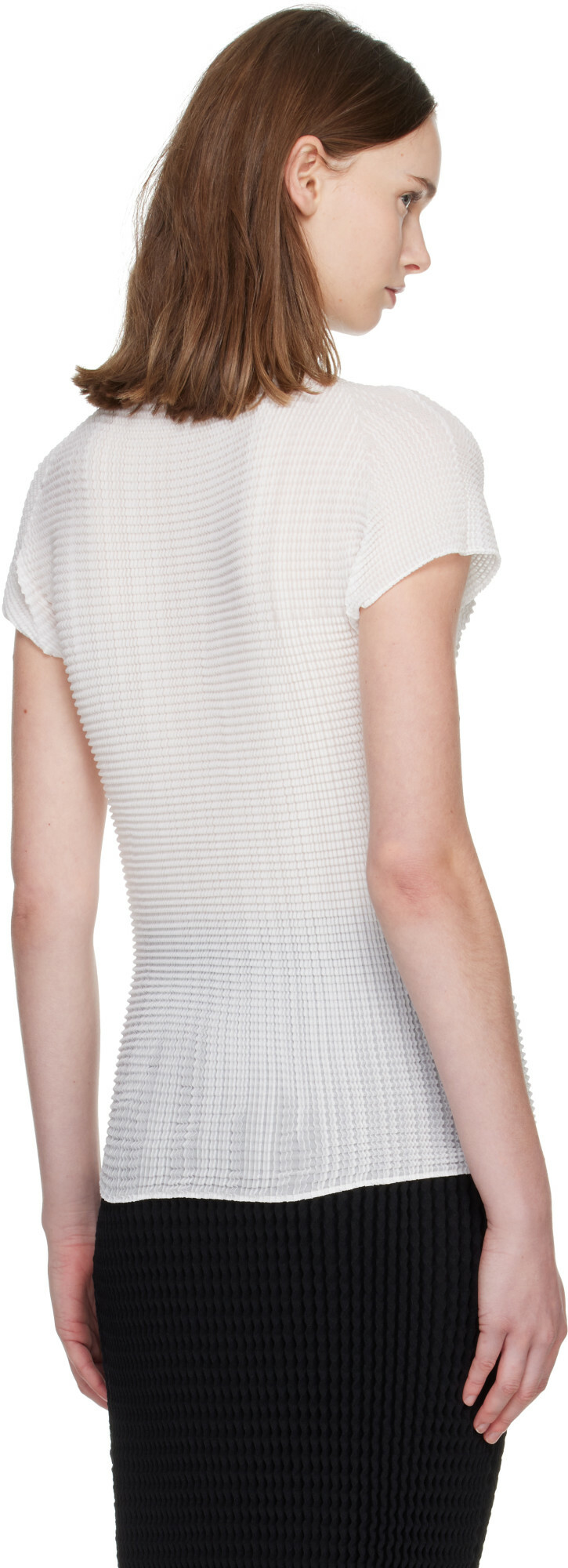 ISSEY MIYAKE White Wooly Pleats Top