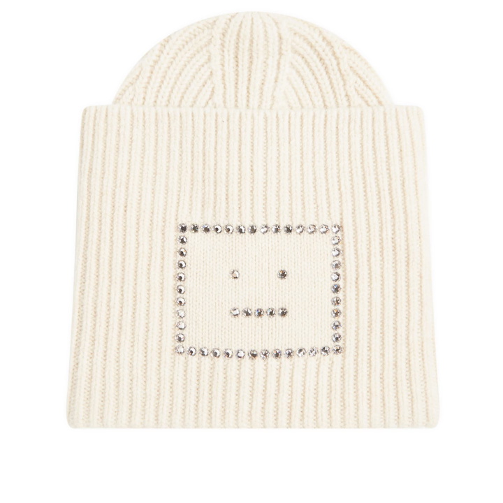 Photo: Acne Studios Women's Face Beanie Hat in Oatmeal Melange 