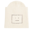 Acne Studios Women's Face Beanie Hat in Oatmeal Melange 