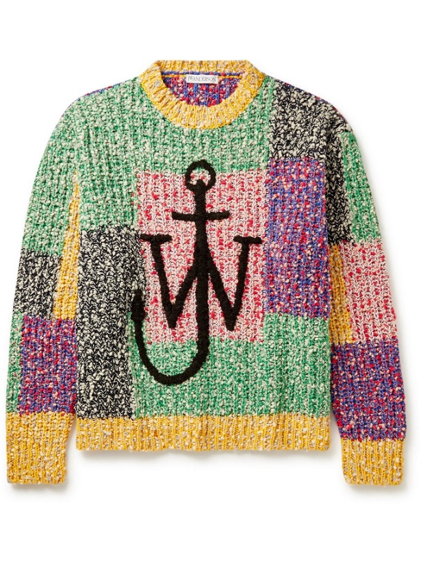 Photo: JW Anderson - Oversized Logo-Embroidered Ribbed-Knit Sweater - Multi