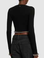 RABANNE Embellished Wool L/s Crop Sweater