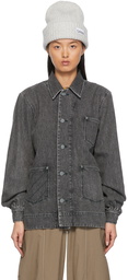 GANNI Grey Quilt Denim Jacket