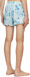 COMMAS Blue Printed Swim Shorts