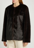 Veronica Beard Griselda Faux fur Jacket Dark Brown