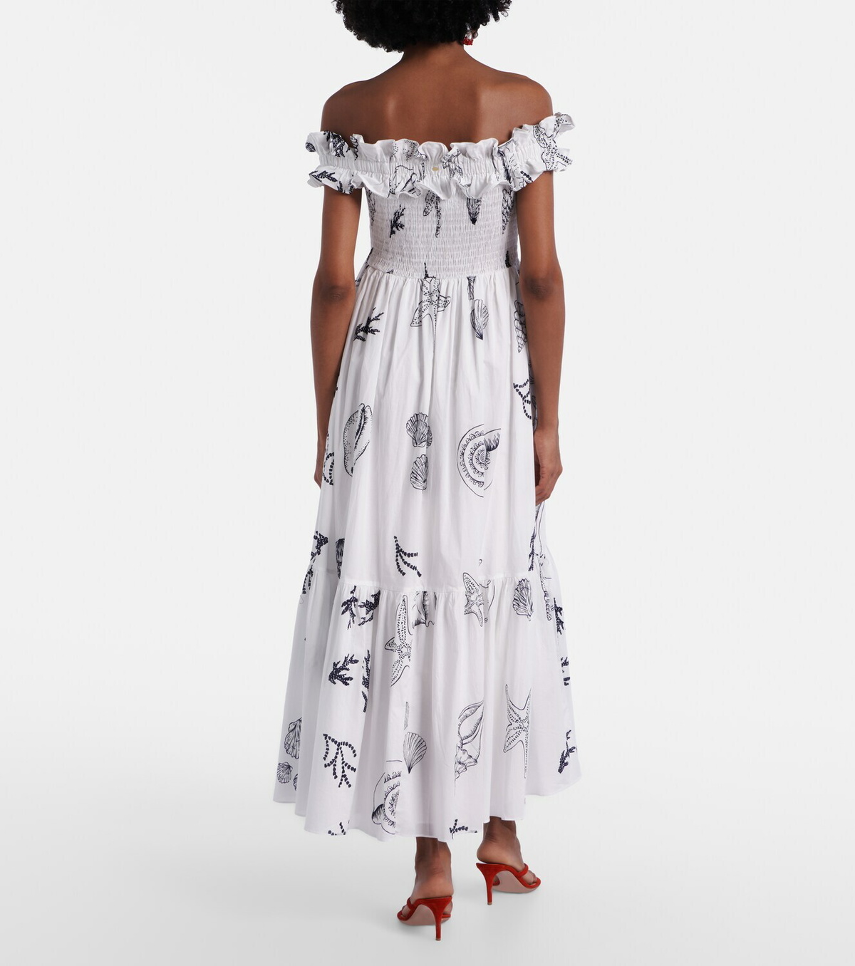Poupette St Barth Suzanne shirred cotton muslin maxi dress