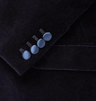 Favourbrook - Brown Slim-Fit Faille-Trimmed Cotton-Velvet Tuxedo Jacket - Blue