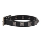 Valentino Black Valentino Garavani Leather Tonal Rockstud Bracelet