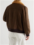 Tod's - Shearling-Lined Houndstooth Shetland Wool Bomber Jacket - Brown