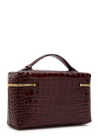 Victoria Beckham Vanity Crocodile-effect Glossed Leather Cross-body bag - Dark Brown - One Size