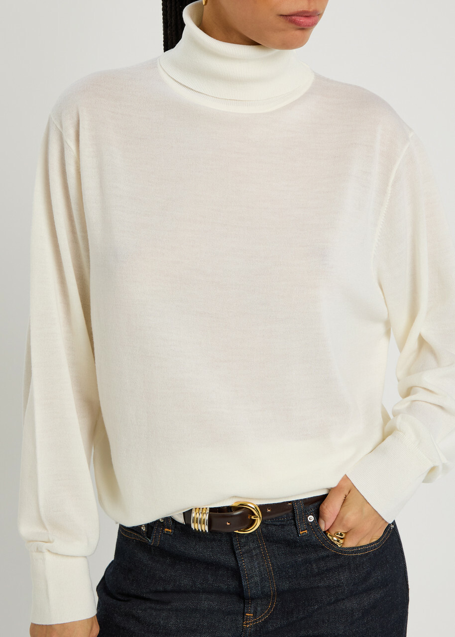 Toteme Turtle-neck Fine-knit Wool Jumper Ecru