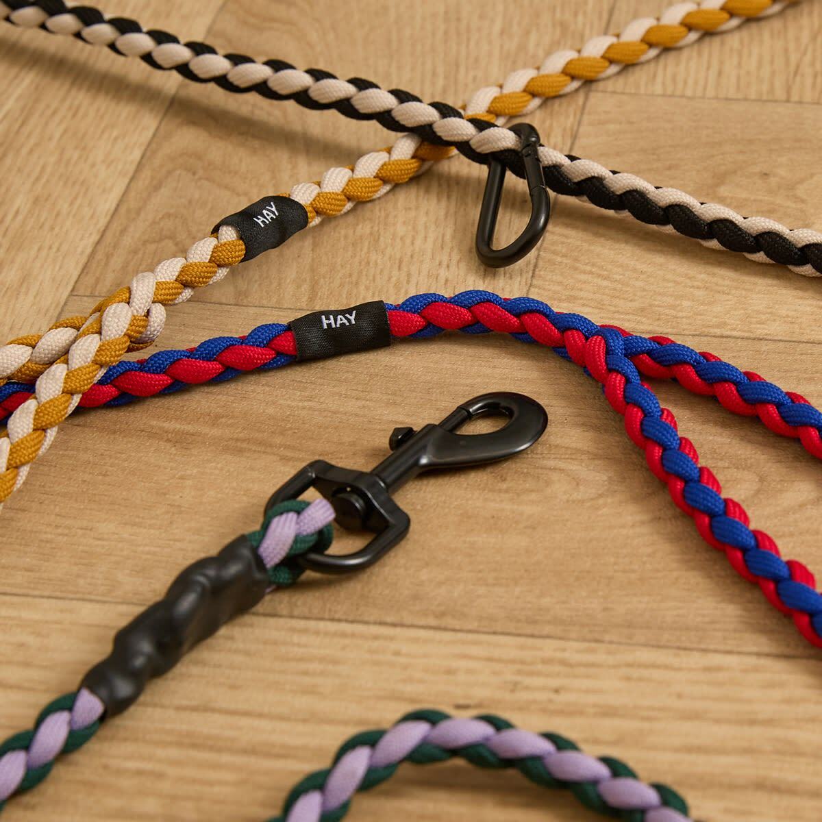 HAY Braided Dog Leash in Off-White/Ochre 