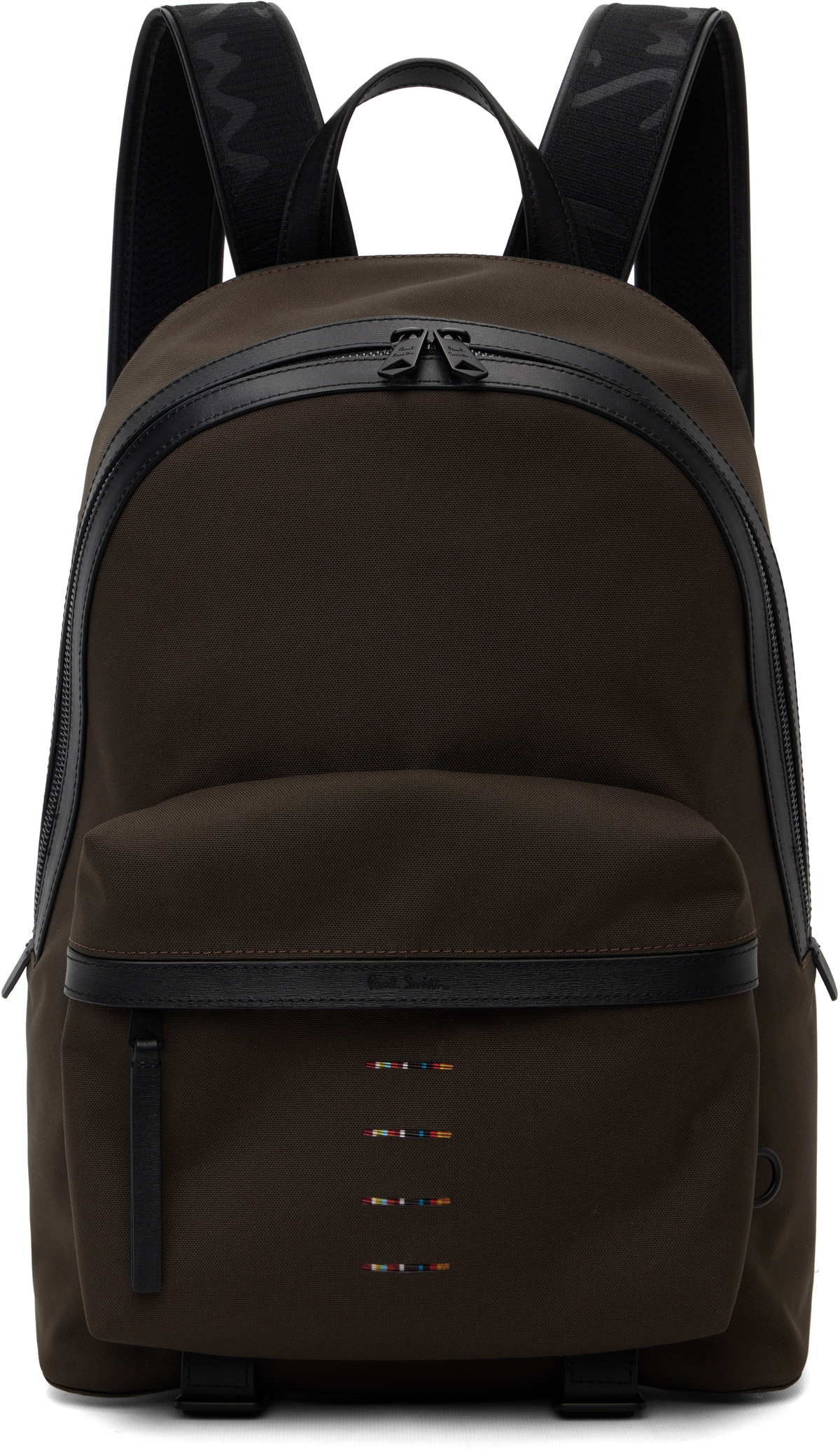Paul Smith Khaki Cordura Laser 'Signature Stripe' Backpack