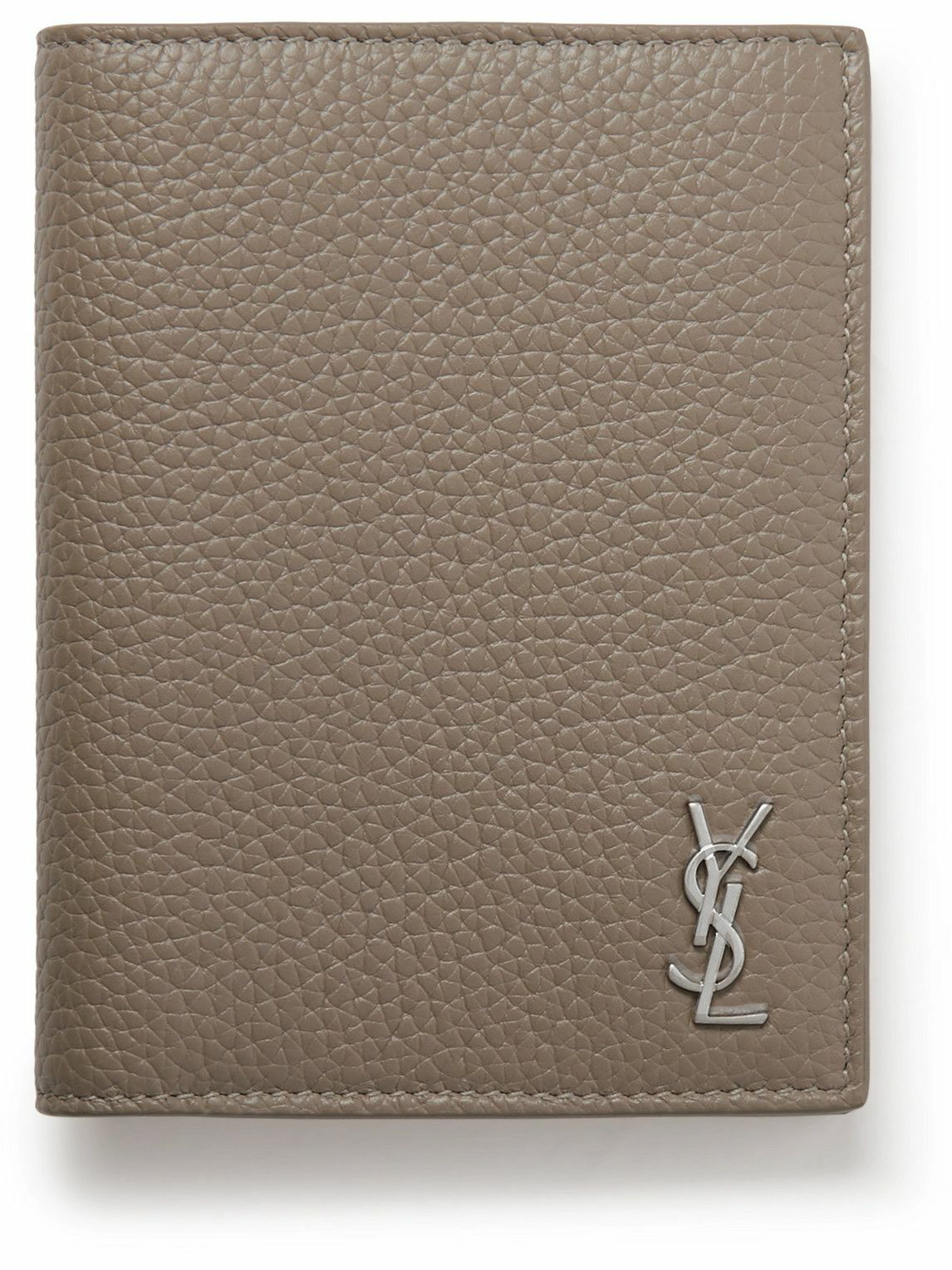 Logo-Embellished Upcycled Cross-Grain Leather Bifold Wallet