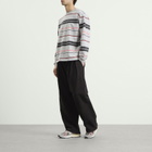 BEAMS Men's Multi Stripe Long Sleeve T-Shirt in Light Grey