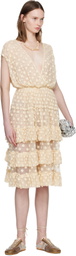Dries Van Noten Off-White Ruffled Mesh Midi Dress