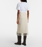 Polo Ralph Lauren Fringed herringbone wool-blend wrap skirt