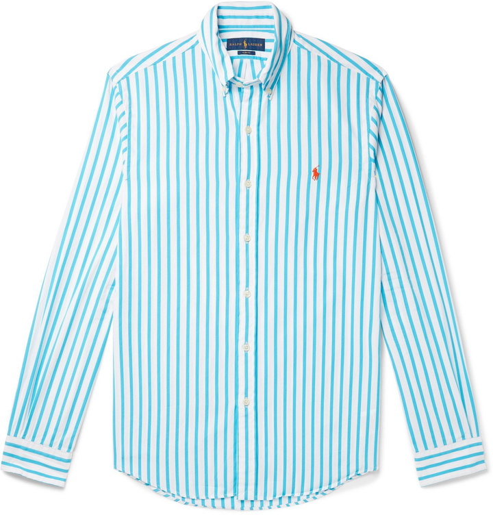 Photo: POLO RALPH LAUREN - Button-Down Collar Striped Cotton-Poplin Shirt - White