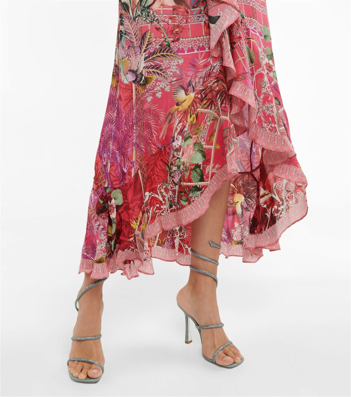 Camilla Embellished silk wrap midi dress