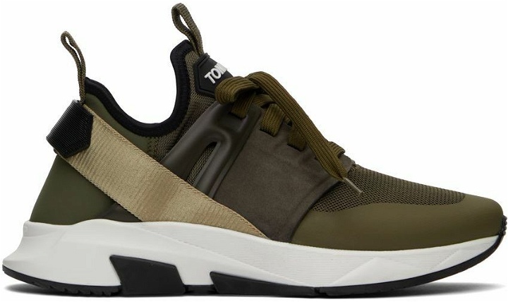 Photo: TOM FORD Khaki Jago Low-Top Sneakers