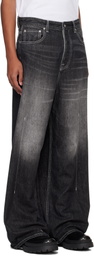 Karmuel Young Black Vacuum Washed Wide Leg Jeans