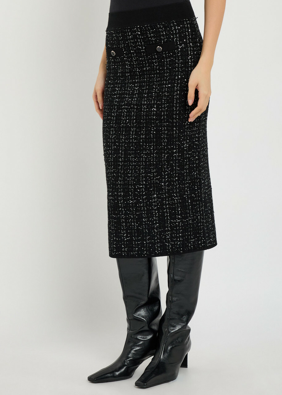 Veronica Beard Corbin Sequin-embellished Knit Midi Skirt Black